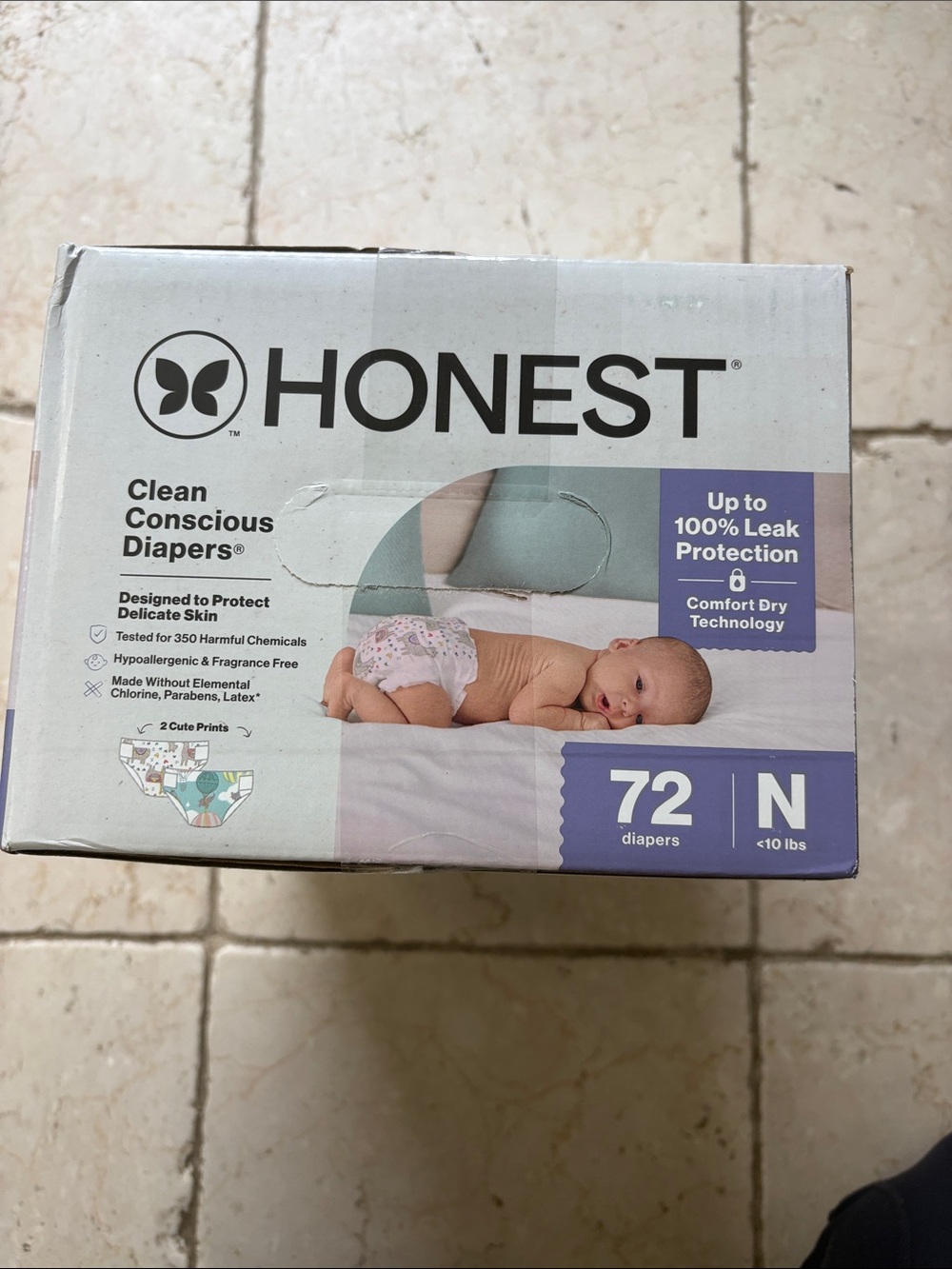 The Honest Company Baby Diapers Box in White and Purple